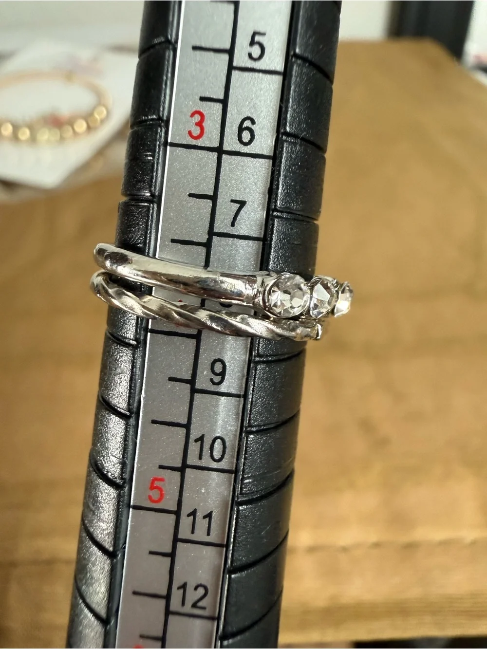 Silver Trio Stone Stacked Ring Set - Women's Jewelry